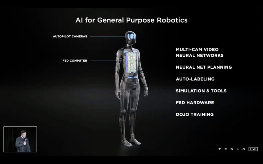 頭部有 8 個自動駕駛鏡頭，電腦放在機械人胸部。
