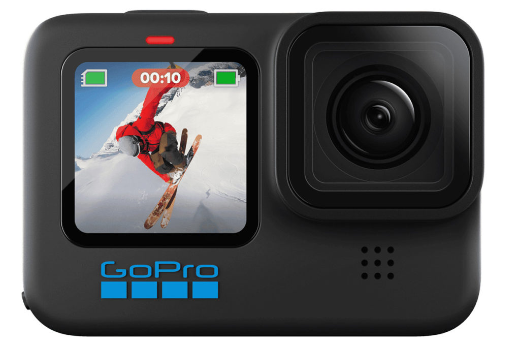 GoPro HERO 10 Black外型與上代雷同，但連電池輕巧了5g，機面同樣配備 1.4 吋彩色屏幕作顯示狀態或取景，不過過Logo就變成了藍色。