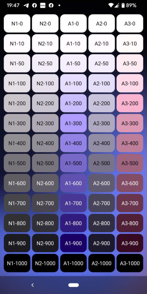 Paint Clips 列出從當時手機桌布分解出來的顏色。