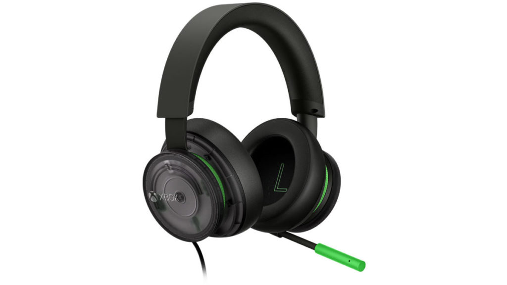 Xbox 立體聲耳機 - 20 週年特別版同樣採用透明黑配銀色內部的配色，加上 Xbox 綠色作點綴。