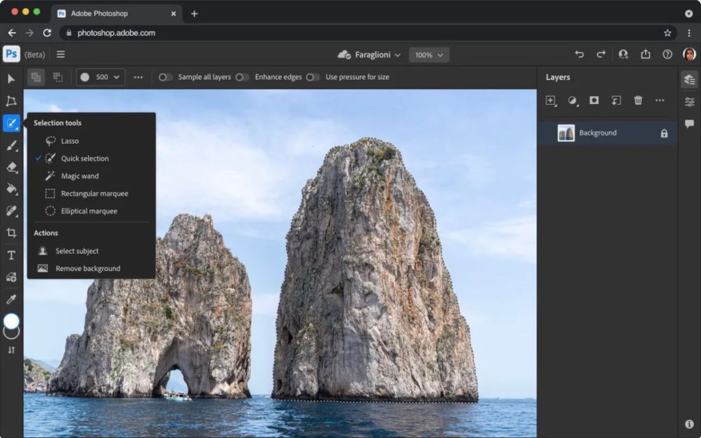協作者只要有 Photoshop 訂閱（重點！），就可在瀏覽器上對作品留下評語，或者進行簡單編輯。