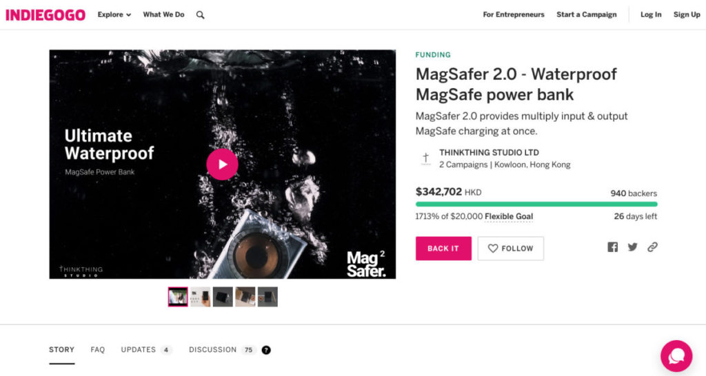 目前MagSafer 2.0雙向無線外置電池於Indiegogo上已籌措資金逾30萬。