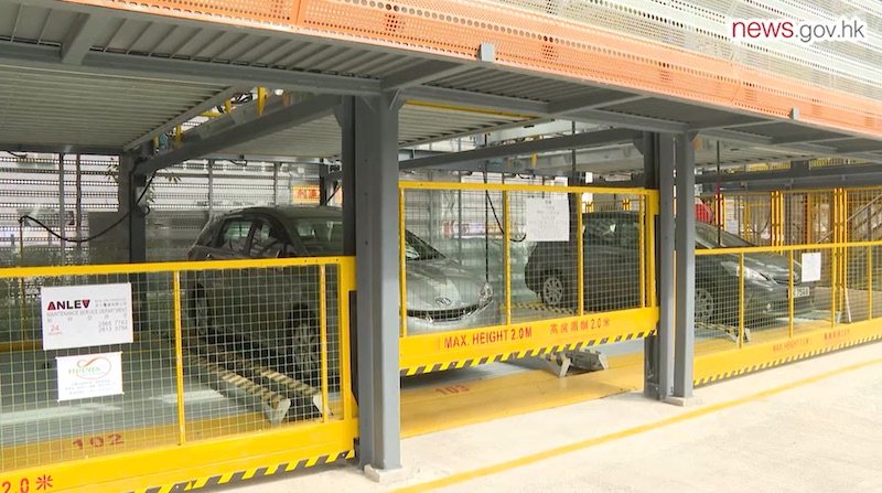 荃灣海盛路和海角街交界的政府短期租約停車場設有自動泊車系統，提供 78 個自動泊車車位。（圖片來源：政府新聞網）