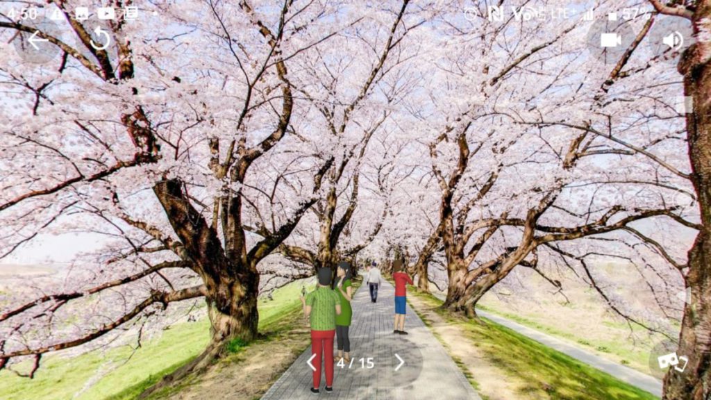 同學採用真實的日本櫻花景點照片作佈置，令用家可 以高像真度體驗置身於日本看櫻花的感受。
