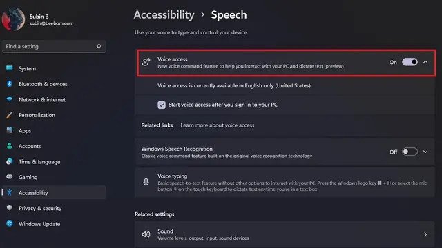 Windows 11 在 Insider 預覽版本 22518 加入 Voice access 功能，讓用戶可以透過語音來控制電腦。