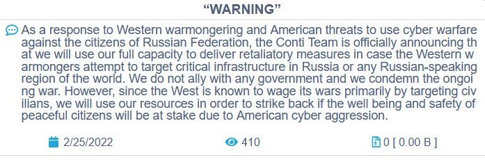 但期待改變聲明內容，指如果美國的網絡攻擊威脅到俄羅斯和俄語圈的重要設施和和平的人民安全，就會全力報復（來源：BleepingComputer）。