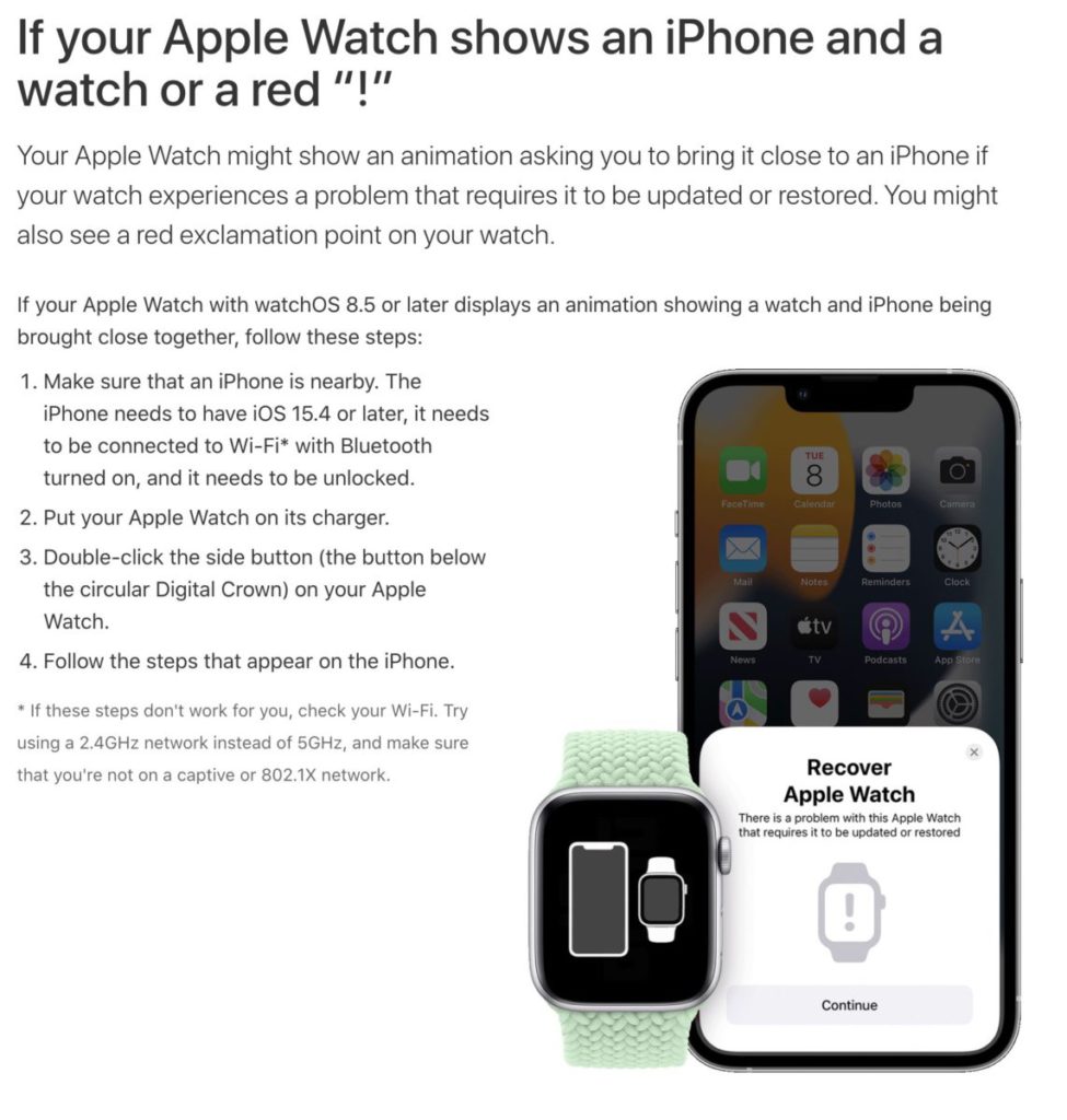 美國 Apple 支援網站就提供使用 iPhone 來復原 Apple Watch 的方法。