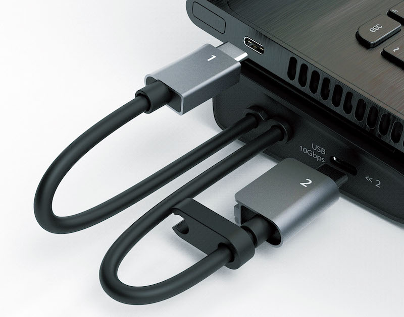 對於一般筆電，可以單 USB-C Male Host Connector 作連接。