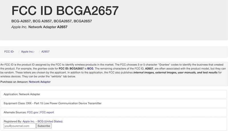 FCC 文件披露 Apple 為一款網絡適配器提交申請。