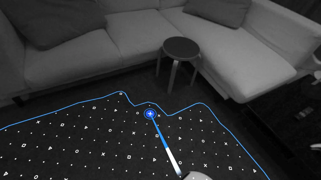 玩家可以利用 PS VR2 Sense 控制器根據房間環境來調整遊玩空間。