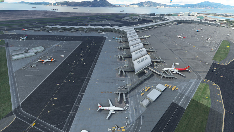 開啟《 AIGTC 》之前，機場大樓較為冷清，航機大多都不會移動。