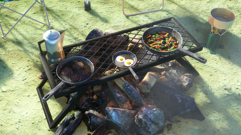 露營當然少不了露營美食了，不過柴火始終煙很大啊。