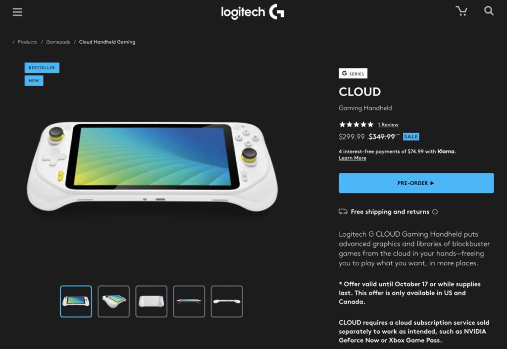 Logitech G CLOUD Gaming Handheld 率先在美國和加拿大的 Logitech G 官方網店特價接受預訂。