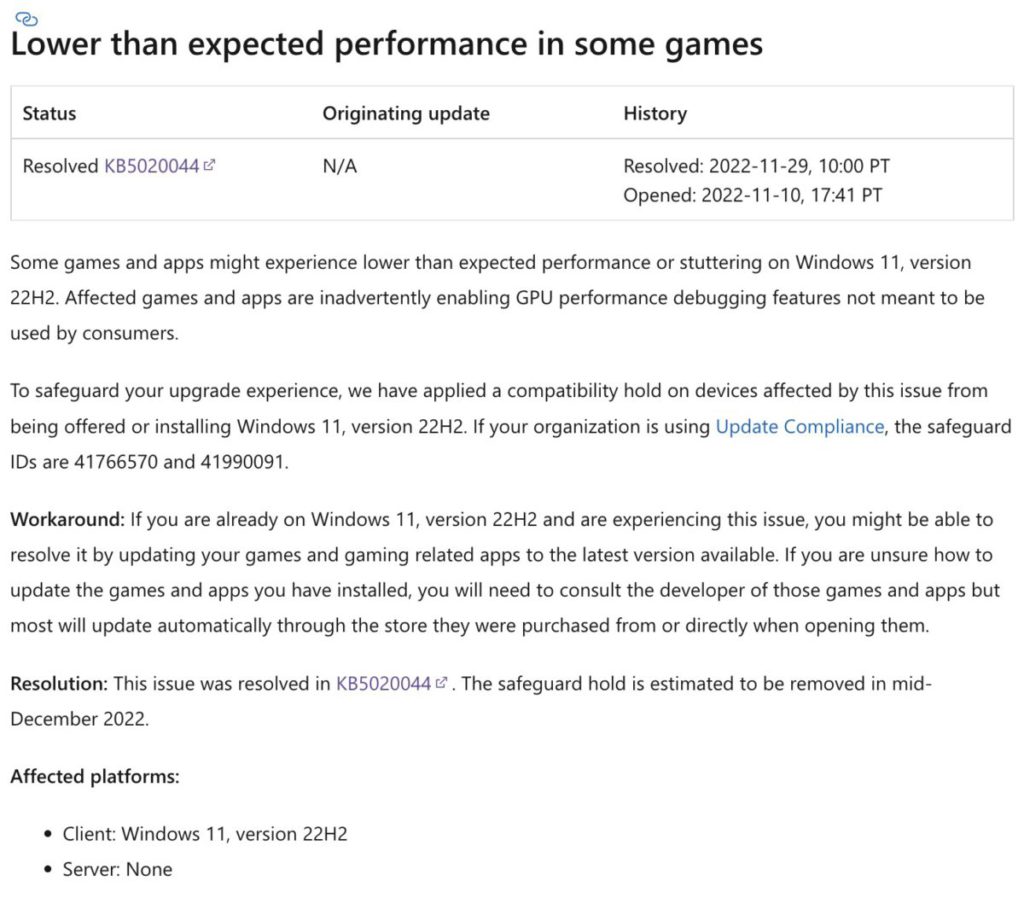 Microsoft 指 Windows 11 22H2 令遊戲卡頓，是由於 GPU 效能調試功能被無意中開啟。