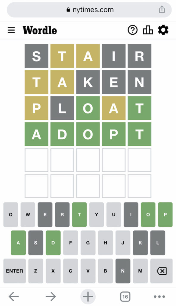 《Wordle》源自NY Times 嘅網上遊戲，可於電腦、手機估內含五個字母嘅英文單字。