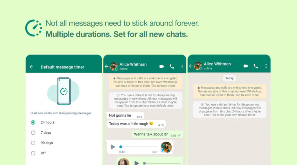 2021 年 WhatsApp 推出限時訊息。