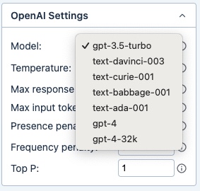 《GPT for Sheets and Docs》支援 OpenAI 各種模型，包括最新的 GPT-4。