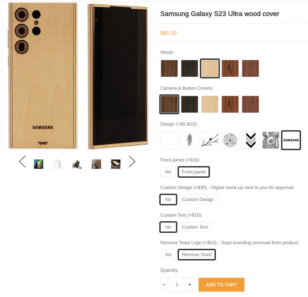 Toast 提供多款手機自定木殼，包括最新推出嘅 Galaxy S23 Ultra，而且有多種選項可揀。