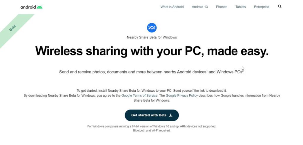 Google 4 月推出 Nearby Share Beta for Windows 公測。