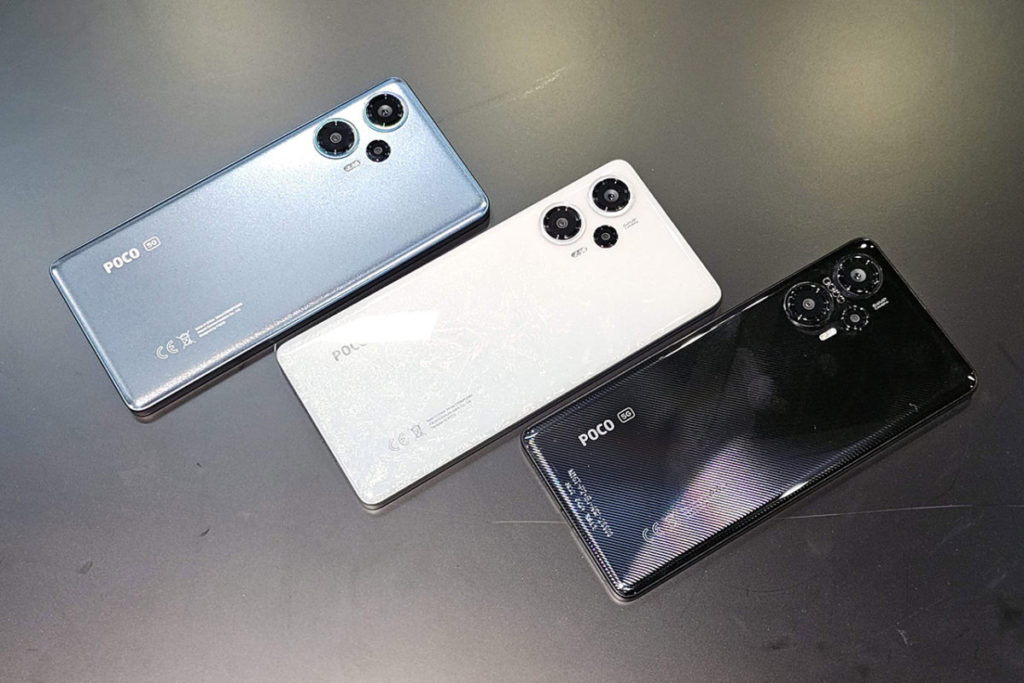 全港首款配備 Snapdragon 7+ Gen 2處理器的 POCO F5，共有黑、藍及特別配色 - 冰羽白三種顏色可供選擇。