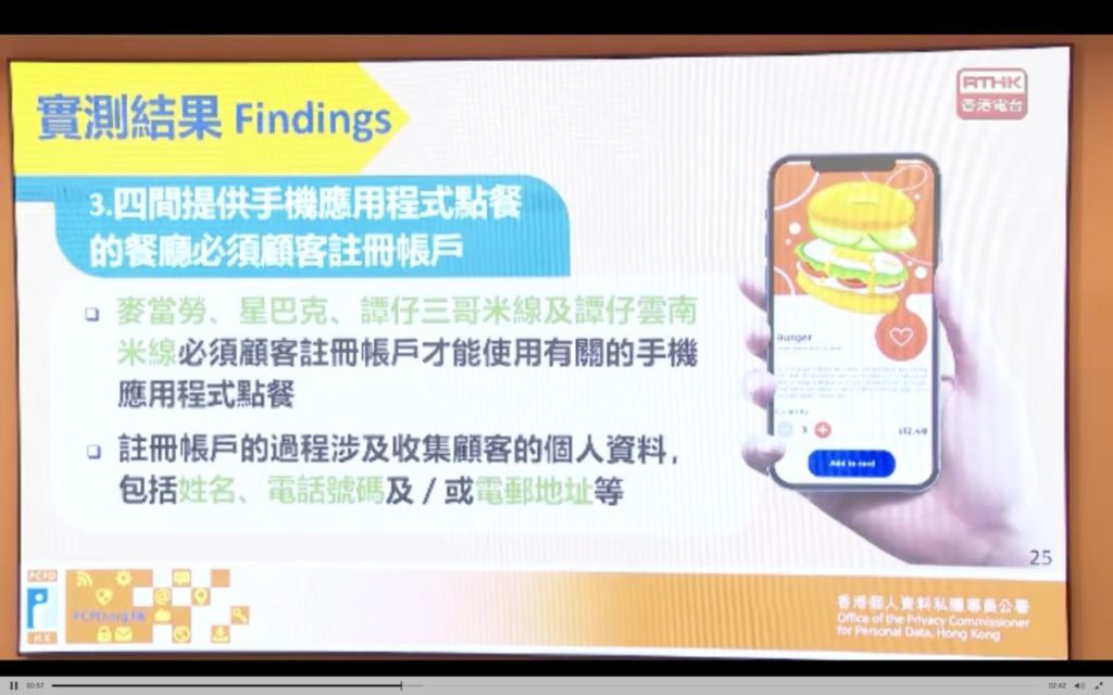 4 間食肆的應用程式被指必須註冊帳戶才能點餐，並且收集個人資料作促銷用途。