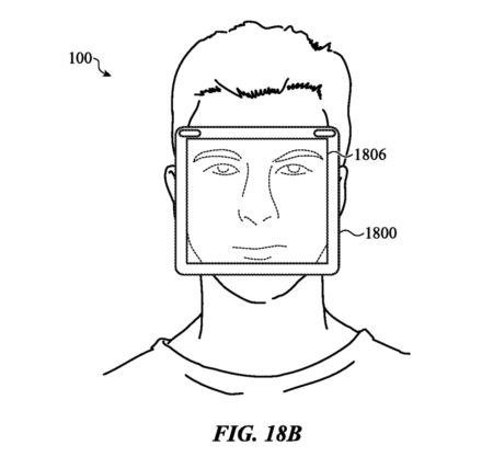 專利文件甚至描述了使用大塊外置屏幕來顯示用戶面部表情。