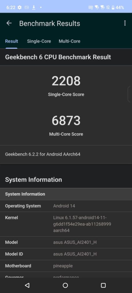 華碩 ASUS Zenfone 11 Ultra Geekbench 6 效能測試