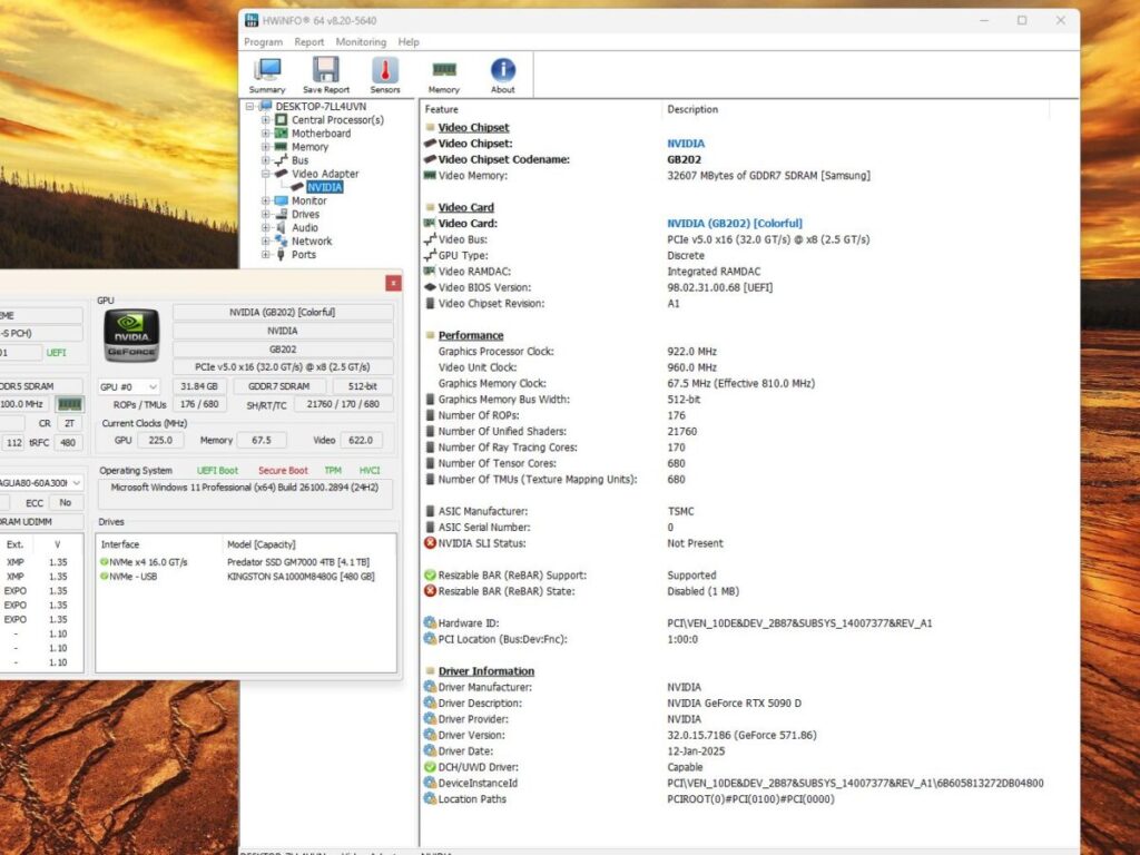 GF RTX 5090 D 檢測規格