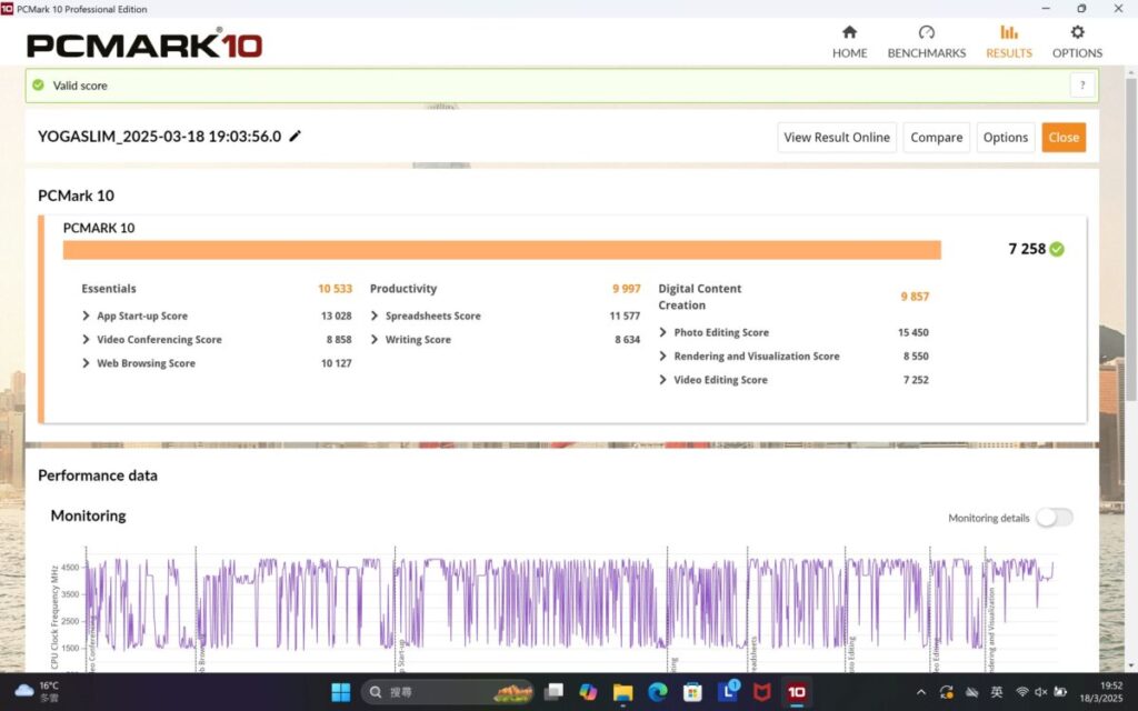 PCMark10 得分 7258