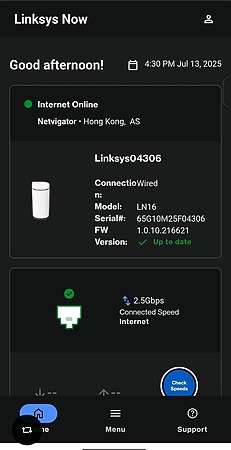 設定介面顯示網絡配置。