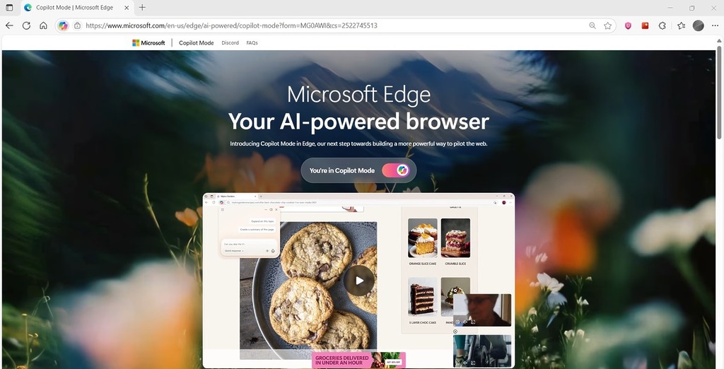 只需用 Edge 進入 Microsoft 指定網頁,即可啟動或關閉 Copilot 模式。