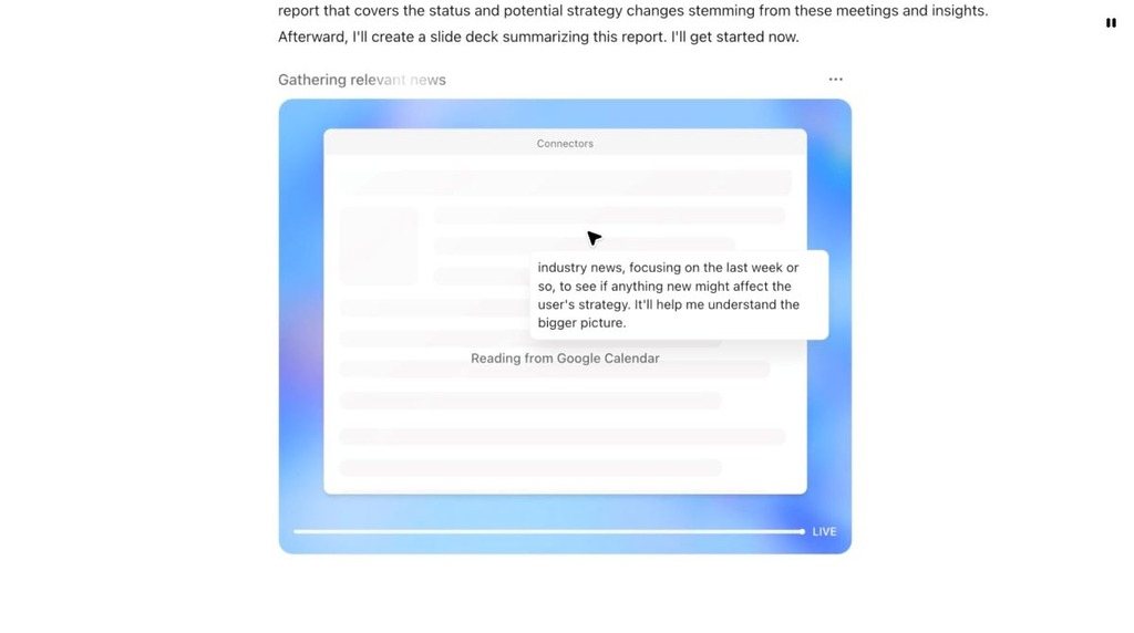 ChatGPT Agent 通過 API 連接行事曆，取得行程去撰寫當日活動簡介。