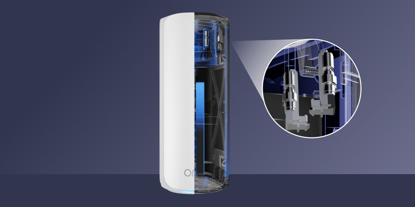 Orbi 870 使用圓柱形設計,內置的 8 支高性能內置天線和高功率放大器。