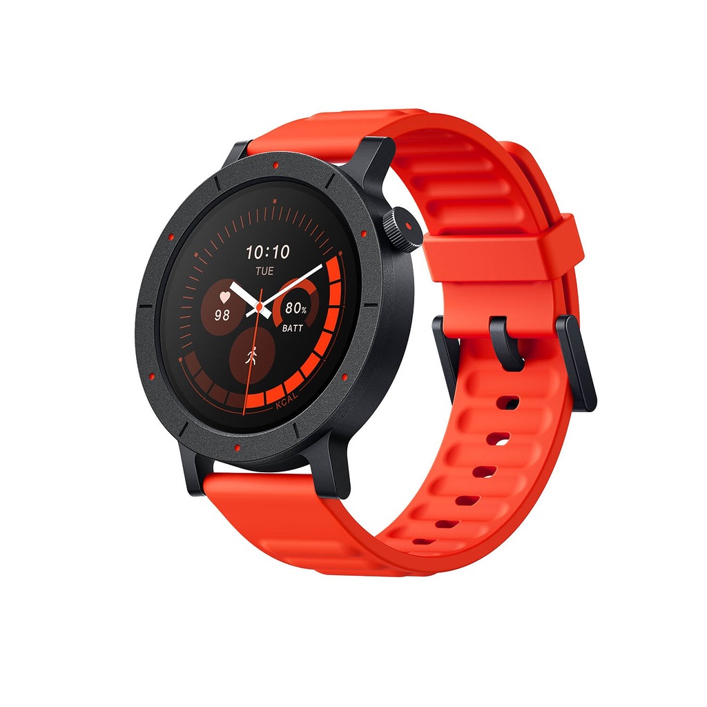 今代 CMF Watch 3 Pro 繼續採用圓形錶身設計,黑色錶身,配上噴砂處理的錶框,感覺偏向沉實硬朗.似乎較適合男士配戴。