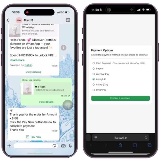 將來可以在 WhatsApp 對話內直接完成付款程序。