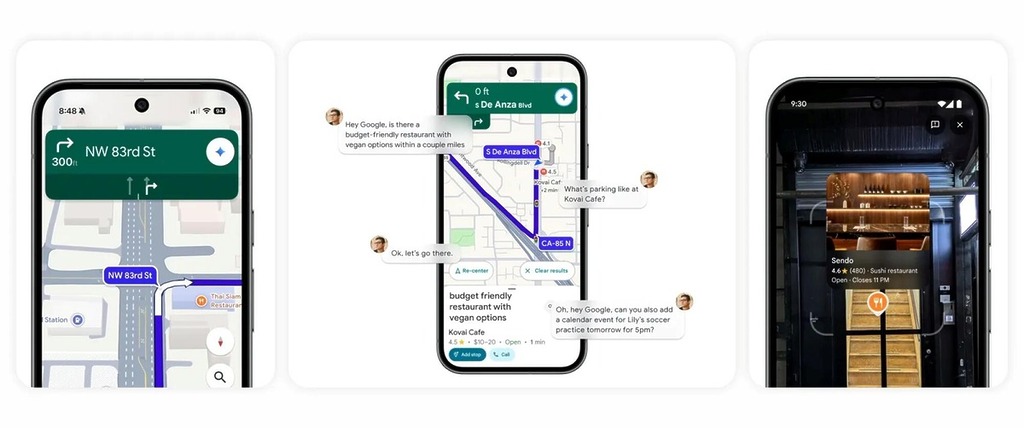 ​Google 正式為 Google Maps 導入 Gemini AI，讓地圖的使用變得更人性化，更能滿足道路使用者的需要。新版本將會改善導航功能的表達方式、加入實況交通路況、整合 Google Gemini 和 Google Lens，提供更全面的地標資訊。