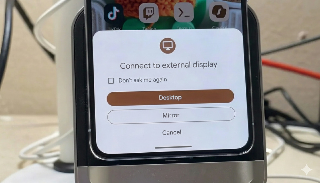 Google 在 Android 16 中測試全新的「外接屏幕連接」功能,將可以令 Android 手機及平板在接連外置屏幕,可選擇 「鏡射畫面」或「延伸畫面」,感覺和 Windows PC 很相似。