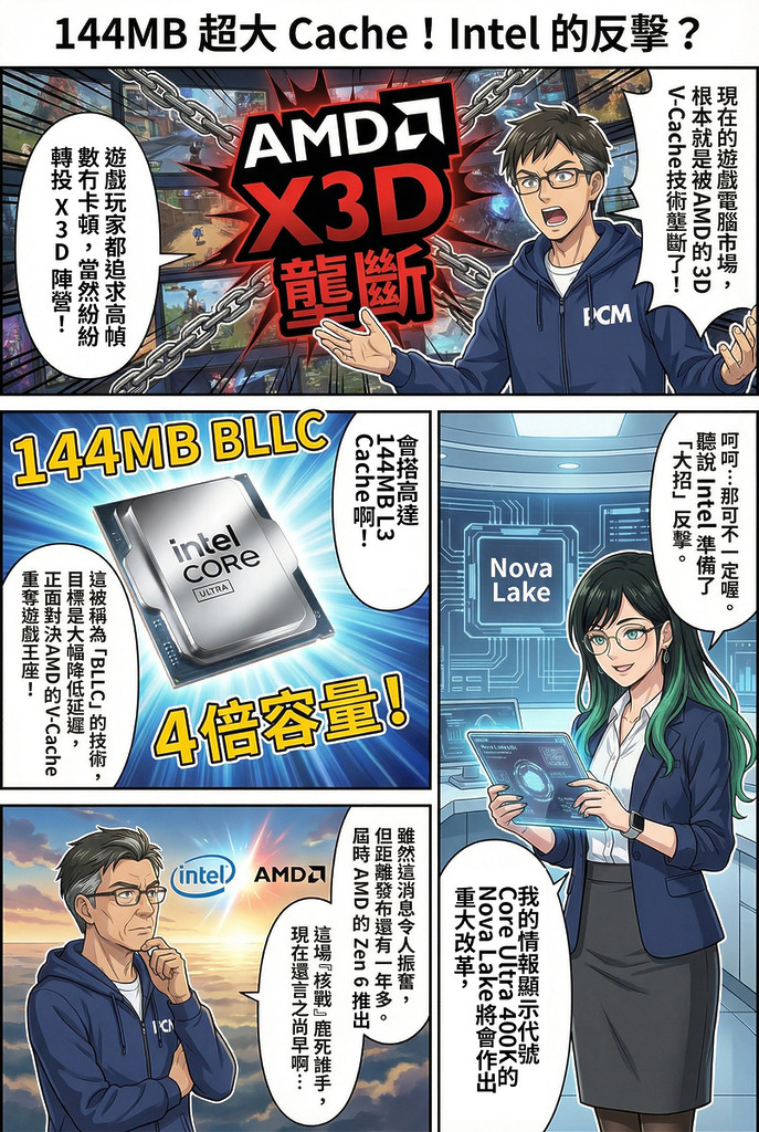Intel 終回應 AMD X3D 壟斷局面  傳 Core Ultra 400K 將搭載 144MB 超大 Cache