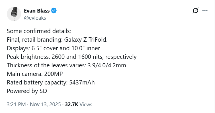 爆料達人 Evan Blass 預告新機規格。