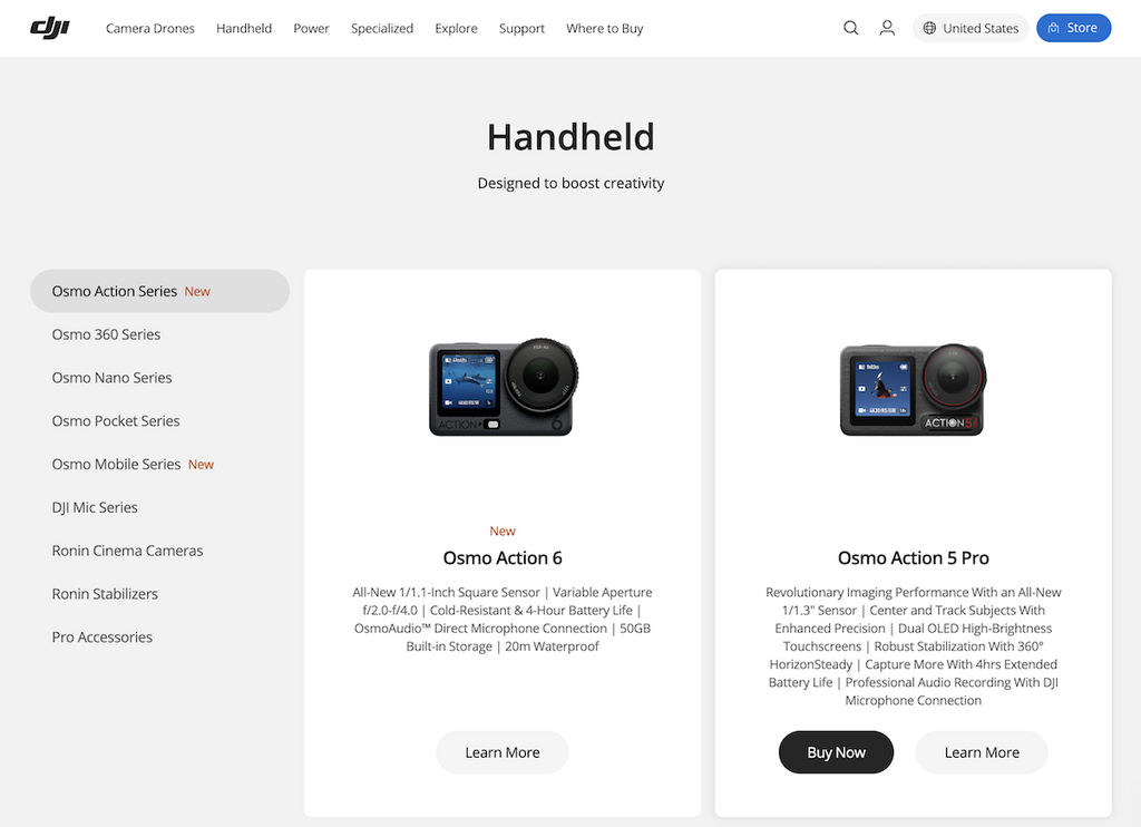除了無人機外，其他產品如 Osmo Action 6、Nano 運動相機、360 全景相機、Pocket 3 及 Mobile 8 都能在美國正式發售。