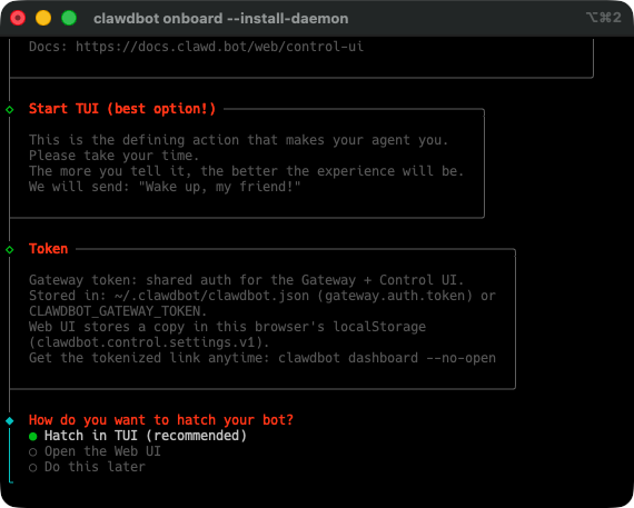 最後選 Hatch in TUI 就可以開始進行性格設定和細節調整。