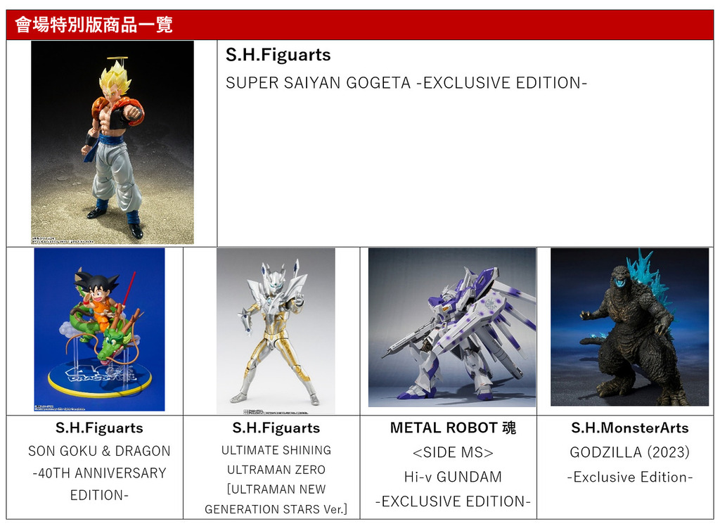 會場特別版商品一覽