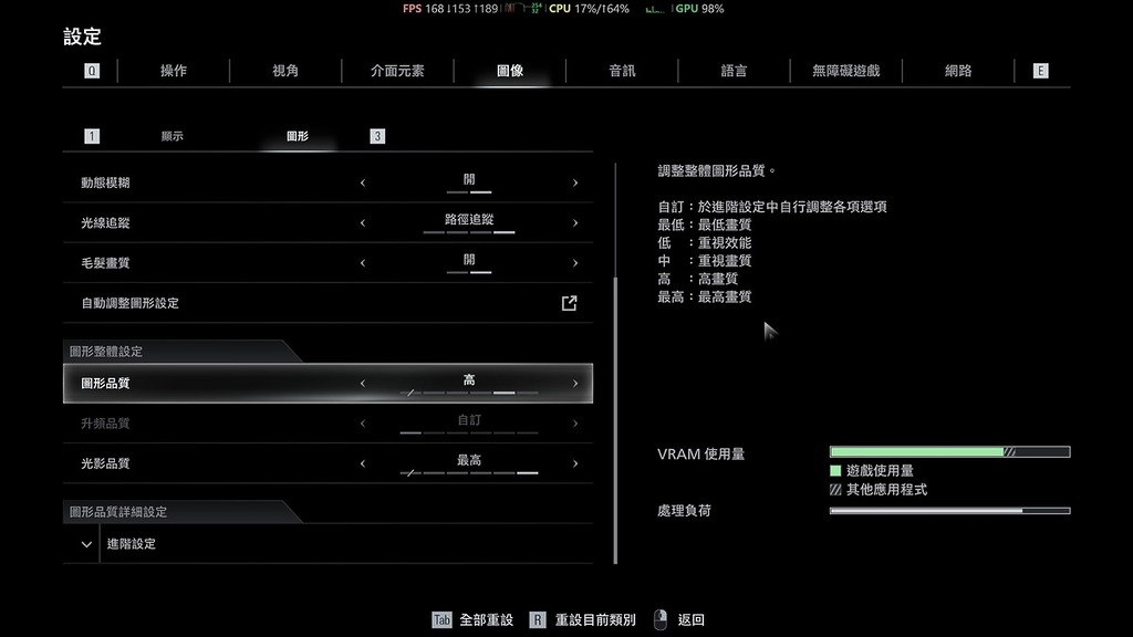 有「自動調整圖形設定」功能，並有多個預設參數可以快速套用。