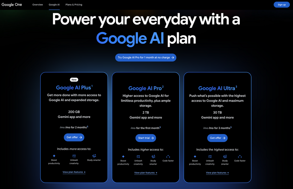 Google 在海外有推出 Google AI 訂閱計劃,讓用戶可調用 Nano Banana Pro、Veo 3.1 等高階模型。