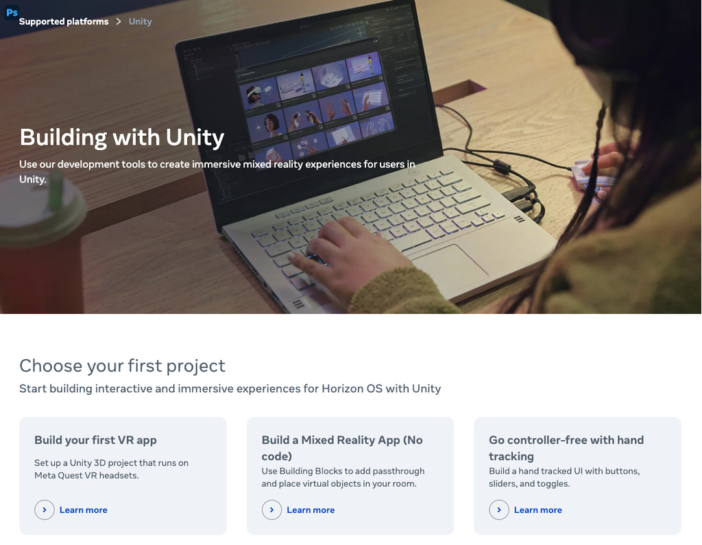 Meta 會繼續提供開發套件,供開發者在 Unity 開發 VR 和 MR 應用在 Quest 裝置上遊玩。