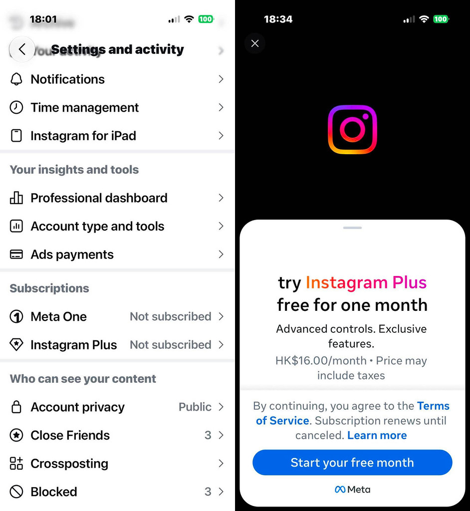 同樣 IG Plus 在功能上和 FB Plus 相似，不過兩個服務需分開訂閱。