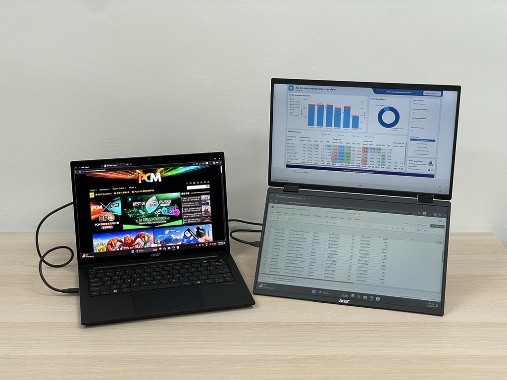 Acer TravelMate P6 14 AI 與 PD163QT