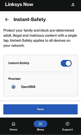 Instant-Safety 功能在背景自動過濾不良與惡意網站，保護家人上網安全。