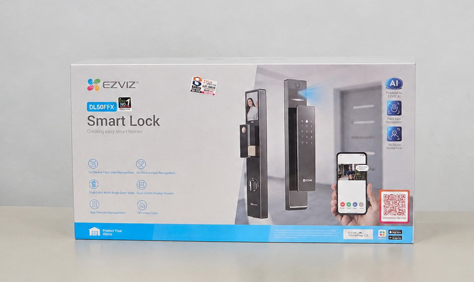 雙攝 AI 掌靜脈人臉辨識智能電子門鎖　EZVIZ DL50FVX