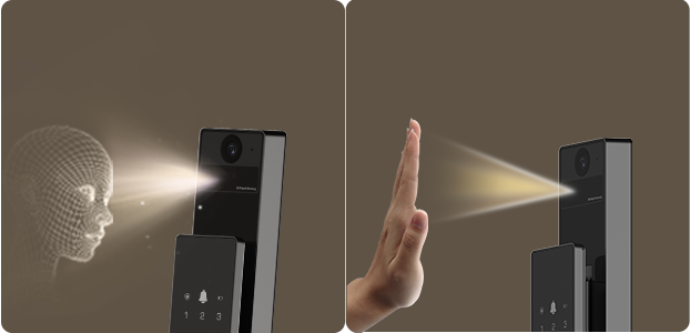 整合 3D 雙攝人臉識別與掌靜脈掃瞄技術,實現無感解鎖。